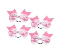 Happyyami 4 Lazos Elásticos Rosas Cabello con Gemas de Imitación, Accesorios Elegantes de Poliéster para Niñas y Mujeres en Animación Deportiva