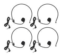 Happyyami 4 Piezas Auriculares con Micrófono con Cable, Micrófono de Diadema, Brazo Ajustable, Negro, Nylon, Espuma, Acero y Abs, para Docentes, Músicos y Grabación en Estudio