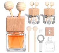 Happyyami 4 Piezas Botellas Difusoras de Vidrio Contenedor de Perfume para Coche Diseño de Madera 8ml para Aromaterapia y Ambientación