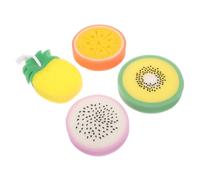 Happyyami 4 Piezas Esponja de Baño de Frutas Forma de Piña Pitahaya Naranja y Kiwi Esponja Exfoliante para Ducha y Gel de Ducha para Mujer