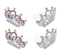 Happyyami 4 Piezas tiara peine de de princesa poli decorativo peine de novia tu señoras peine de pelo boda tocado de peinetas para el cabello para boda aleación