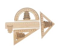 Happyyami 4 Piezas Torre de Grulla Amarilla de Medición Incluye Transportador y Triangulares para Matemáticas y Dibujo Técnico