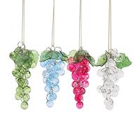 Happyyami 4 Uds. De Uvas De Cristal con Cuentas De Navidad Adornos De Vino Racimo De Frutas Acrílicas Racimos De Uvas Artificiales Manojos De UVA Falsa Adorno Colgante para Árbol De Navidad