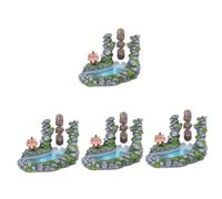 Happyyami 4piezas Decoración De Acuario Modelo De Agua y Rueda De Resina Accesorio para Peceras y Acuarios Adorno De Montaña para Oxigenación De Peceras