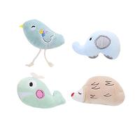 Happyyami 4piezas Juguetes Interactivos De Gato Catnip Juguetes De Peluche Forma De Animales Pájaro Erizo para Masticar y