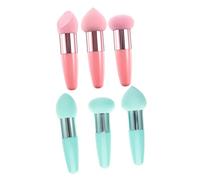 Happyyami 6 Piezas Esponjas de Maquillaje con Mango Kit de Herramientas de Maquillaje Portátil para Mujeres Aplicadores para Base Corrector y Polvo para y Profesional