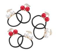 Happyyami 6piezas Gomas Elásticas Cereza Imitación Mujer Coleteros Moda Perlas Accesorios Pelo