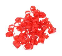 Happyyami Anillos de Identificación sin Rebabas 100 en Plástico Rojo para Patas de Aves de Corral para Gestión Avícola y Cría