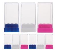 Happyyami Caja de 9 brocas para uñas: Estuche transparente con 7 orificios para cabezales de pulido, organizador de brocas para uñas, expositor, contenedor y soporte.