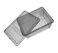 Happyyami Caja de Plástico para Reptiles Tolva de Alimentación, Diseño Sencillo y Color Negro, Fácil de Usar y Observar para Pequeños Animales y Reptiles