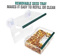 Happyyami Comedero De Ventana Transparente para Aves con Bandeja Extraíble y Orificios De Drenaje Ventosas Super Fuertes para Observación De Aves Silvestres El Hogar