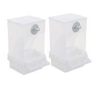 Happyyami Contenedor de Alimento para Pájaros Automático de Acrílico Blanco 2piezas Tapa Abatible y Diseño Anti Salpicaduras para Jardín y Jaula Exterior