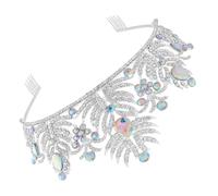 Happyyami Crown For Bride With Rhinestone Embellishment Elegant Headband Tiara For Weddings Unique Baroque Design Stunning Accessory