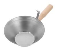 Happyyami Cubeta de Hierro con Mango de Madera para Yesero, Herramienta de Enyesado Fácil de Usar con Diseño Distintivo y Agarre Cómodo para Construcción