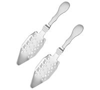 Happyyami Cuchara de Acero Inoxidable 304 para Absenta, Filtro Cuadrado para Hielo, Resistente Oxidación, Paquete de 2 Piezas, Adecuado para Barra y Uso Doméstico