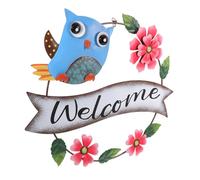 Happyyami Decoración De Pared De Búho Letrero De Bienvenida Diseño Floral Colgador De Hierro