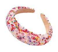 Happyyami Diadema de Cristal Brillantina para Mujer, 1 Unidad, Diseño Acolchado y Ancho, para Novias y Fiestas, Diadema de Boda Colorida y Delicada