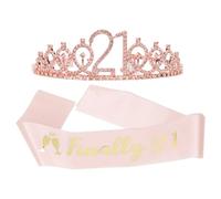 Happyyami Diadema De Cristal Para Cumpleaños Conjunto De Tiara De Faja Faja De De Fiesta Para Despedida De Soltera o Decoracion Cumpleaños Mujer