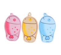 Happyyami Esponjas de Baño para Bebés 3 Piezas, Material Algodón y Poliéster con Motivos de Criaturas y Peces Suaves para Piel Sensible y Cómodo Agarre para Niños