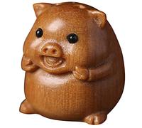 Happyyami Estatua De Cerdo De Ébano Cerdo De Madera Quemadura Insensata Collar Encantos De Cerdo Topper De Escritorio Encantos De Animales Buena Fortuna Cerdo Natural Sándalo Bollo Alcancía