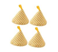 Happyyami Fundas Antiescaldaduras para Asas de Ollas en Poliéster y Algodón, Diseño Triangular Amarillo, Resistente al Desgaste para Cocina y Horneado en Casa, Pack de 4 Piezas