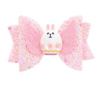 Happyyami horquilla del conejito de pascua arco bows Día festivo pequeño Brillantina pequeña pinza de pelo de conejo pinza de pelo de animales de dibujos animados Metal