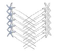 Happyyami Horquillas Pelo en Forma de U y Estrella de Mar Gemas de Imitación, 20 Piezas (azul y Color Claro, 10 Cada Uno), para Mujer, Accesorios para Boda y Fiesta, Diseño Delicado