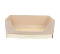 Happyyami Inodoro para Conejos Cajón Extraíble, Bandeja Grande de Plástico Beige para Cobayas, Chinchillas y Hurones, Caja de Arena Fácil de Limpiar para Jaulas Pequeñas