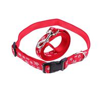 Happyyami Juego De Collar y Correa Ajustable para Mascotas Collar Navideño Patrón De De Nieve