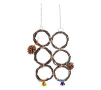 Happyyami Juguete Masticable para Loros en Forma de Anillo Colgante de Madera Marrón para Jaulas y Ramas, Mantiene la Salud Mental y Física Aves