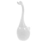Happyyami Kit de Toilet Brush Base de Cerámica y Mango Largo en Forma de Cisne para Baño Soporte Estable y Diseño Funcional