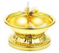 Happyyami Lámpara de Queroseno Decorativa de Aleación Ajustable para Uso Doméstico y Rituales Budistas, Luz de Aceite Acabado Dorado y Diseño Delicado