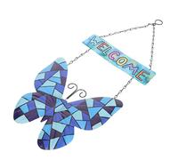 Happyyami Letrero De Bienvenida De Hierro Colgante Diseño Mariposas Decoración Exterior