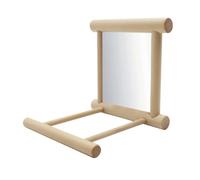 Happyyami Pájaros Juguetes Rata Espejo De Jaula De Pájaros con Percha Espejo De Pájaro con Percha Accesorios para Escalar Loros Mascota Loro Juguetes Hámster Alimentador Hamaca Bambú