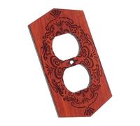 Happyyami Placa de Interruptor Estilo Vintage Americano Grabado Floral y Borde Biselado de Madera Maciza Hexagonal para Mejoras en Casas Antiguas