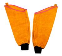 Happyyami Protectores de brazo para soldadura, mangas para brazos de soldador, cuero amarillo, engrosadas, resistentes al calor, para trabajo de soldadura y Color Aleatorio