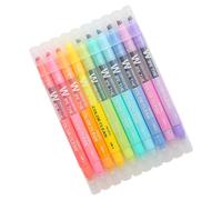 Happyyami Rotuladores Fluorescentes de Doble Punta 10 Piezas Borrables para Escritura Suave, Diseño Colorido de Plástico, Ideales para Estudiantes y Oficina
