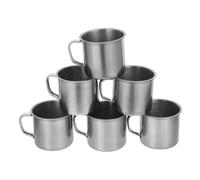 Happyyami Set de 6 Tazas Acero Inoxidable 190ml Asa, Diseño Elegante y Práctico para Bebidas Calientes y Frías en Casa Oficina