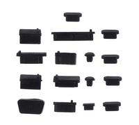 Happyyami Tapones Antipolvo para Portátil, Cubierta de Interfaz de Silicona Negra, 5 Juegos, Reutilizables Tras Lavado y Secado, para Entrada de Carga de Ordenador Portátil