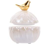 Happyyami Tarro de Cerámica Blanco Tapa, Contenedor Sellado para Joyas y Dulces, Diseño Elegante Textura Delicada Adecuado para Decoración del Hogar