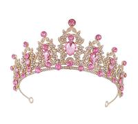 Happyyami Tiara De La Barroca Boda Novias Tocado Femenino De La Novia Chicas Sombreros De Princesa Para Niñas Accesorios Para El Cabello De Dama De Honor Fiesta Tiaras Rosa