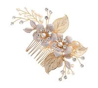 Happyyami Tocado De Pan Para Novia y Flores Accesorio Formal Para Cabello Fino Para Boda