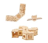 Happyyami Túnel para Hámster De Madera Natural Laberinto para Mascotas Pequeñas Incluye 2 Piezas Juguete Seguro y Divertido para Aliviar El Estrés De Hámsteres y Otros Roedores