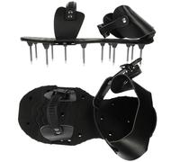 Happyyami Zapatos Aireadores de Césped Negros Púas de PU para Jardinería, Sandalias Manuales Ajustables para Airear el Suelo y Mejorar la Salud del Césped