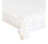 hapray 4 Pack Plastic Tablecloths for Rectangle Tables, Waterproof Disposable Party Table Cloths with Gold Dot, Rectangular Table Covers for Decorations, Baby Shower, Birthday, Wedding, New Year