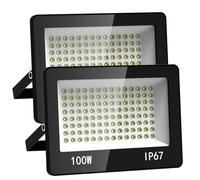 HAPYLUMI Focos Led Exterior 100W, 2 Piezas 10000LM Foco LED Floodlight 6500K Blanco Frío, Proyector LED Exterior IP67 Impermeable para Jardin Patio Garaje