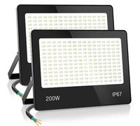 HAPYLUMI Focos LED Exterior 200W 2PCS, 20000LM Foco Proyector Exterior Potente 6500K Blanco Frío, IP67 Impermeable Flood Light Iluminación de Seguridad para Jardin Terraza Patio Garaje