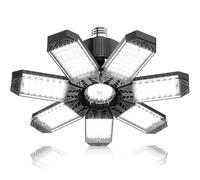 HAPYLUMI Lampara Garaje Techo 200W 20000LM, Focos Led Interior Techo 6500K con 7+1 Paneles Ajustables, E26/E27 Luz para Taller Almacén Sótano Ático Granero Parking