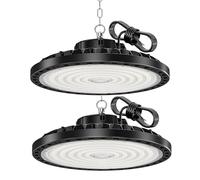 HAPYLUMI UFO Lámpara de Alta Bahía, 2PCS 200W Focos LED Interior Techo 20000LM 6500K Naves Industriales LED, IP65 Impermeable Campana Iluminación Para Garaje Fábrica Taller