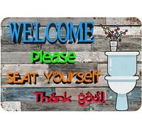 HAQEPO Wje-A01 - Letrero de metal vintage con texto en inglés "Please Seat Yourself" para decoración de pared, regalos divertidos para el hogar, cocina, garaje, baño, granja, jardín, bar, cafetería